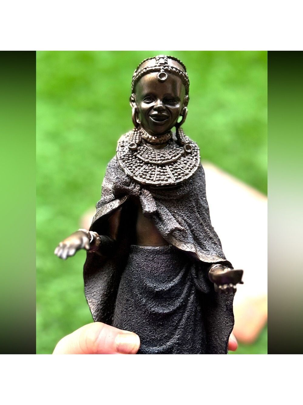 COLLECTIBLE Vintage Bronze Cast Massai Sculpture African Woman Rare Unique Gift